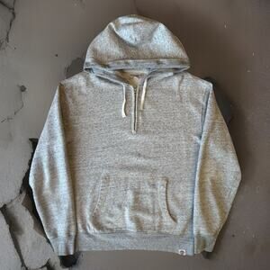 Wallace & Barnes Hoodie Medium Gray 1/2 Zip Fleece Pullover New York Streetwear
